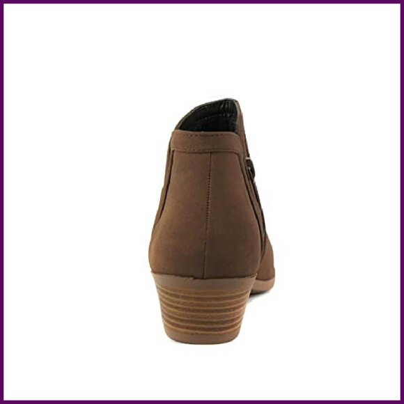 Western Ankle Booties 5.5 Round Toe Faux Suede Stacked Heel - Picture 6 of 6